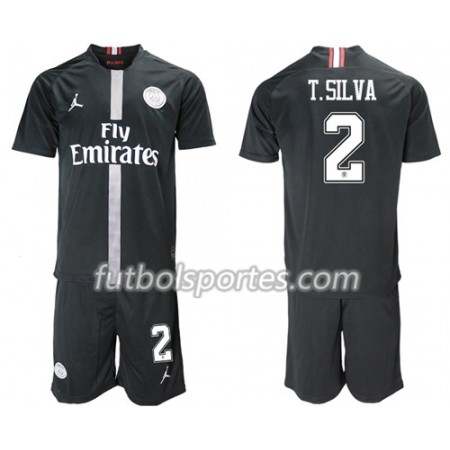 Camisetas Paris Saint Germain T.Silva 2 Jordan Negro Niño Tercera Equipacion 2018/2019